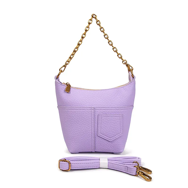 Image 5 of Faux Leather Medium Shoulder bag with chain