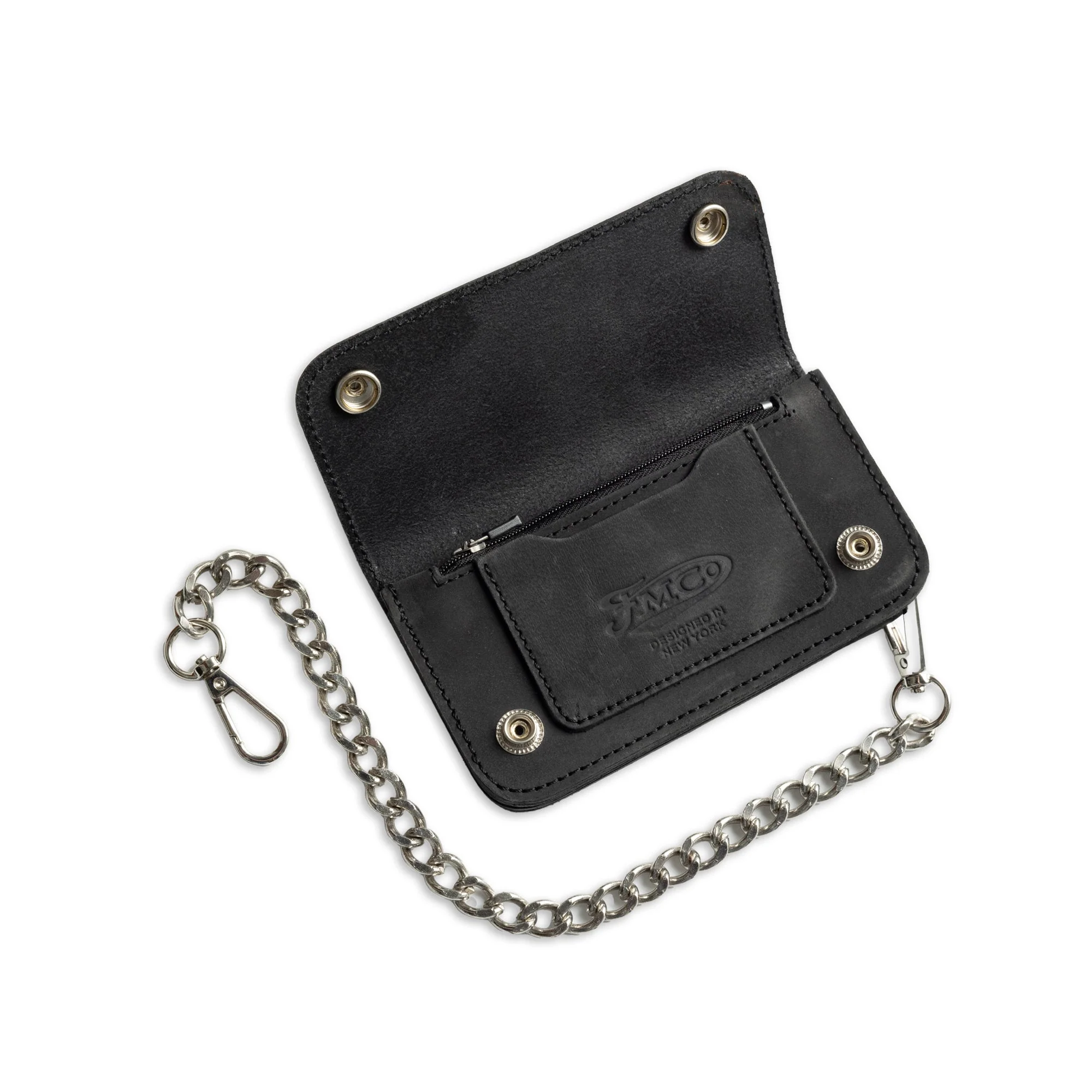 Image 3 of Gunmetal Black Small Leather Trucker Wallet