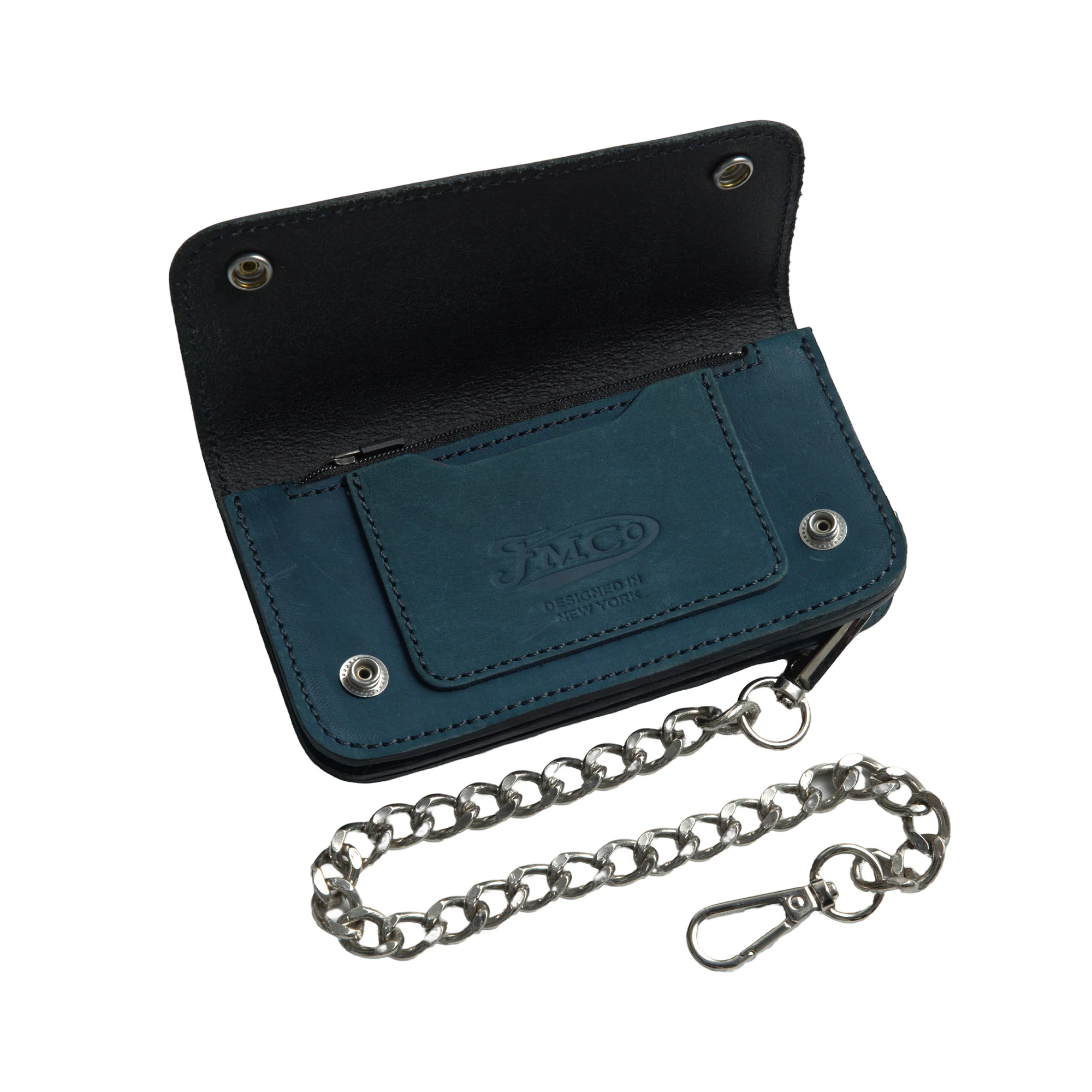 Image 3 of Royal Blue Small Leather Trucker Wallet