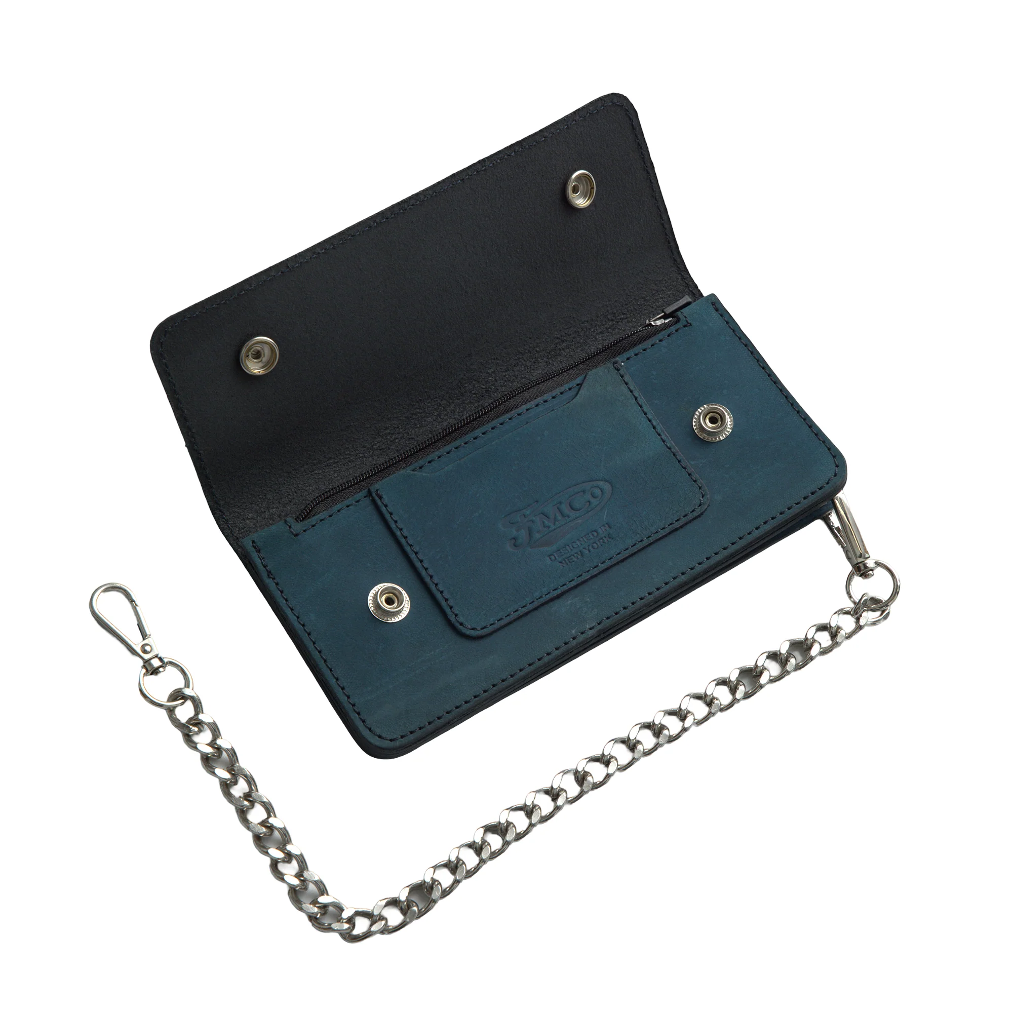 Image 3 of LARGE TRUCKER - Vegetable Tanned Leather Wallet Royal Blue